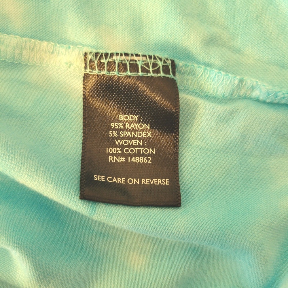 Torrid Cold Shoulder Top Womens 2 Blue Tie Dye Eyelet Lace Super Soft Short Slve - Picture 10 of 14
